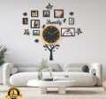 Sarte High quality 3D Wooden Wall Hanging Family Clock Tree | Flower Shape Wall Clock |  For Living Rooms and Bedrooms | Wooden Vintage Scenery For Gift Items and For Offices Decor. 