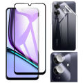 Realme Note 60 Glass Protector 5D-10D-11D-21D-9D Glass Full Coverage + Back Clear Jelly Protector Soft Film Protection Hydrogel Film Back Protector + Back Rear Camera Protector 9H Gorilla Flexible Protection For Note 60. 