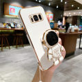 COROGI for Samsung Galaxy S8 Plus Back Cover with Lanyard Cartoon Astronaut Folding Stand Luxury 6D Plating Shiny Girls Cases Soft Silicone Square Mobile Phone Case. 