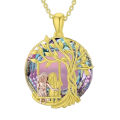 【Hot demand】Women Necklace Round Girl Bestie Pendant Polychromatic Hollow Geometric Bright Luster Decoration Birthday Gift Tree of Life Charm Necklace Jewelry Accessory for Wife. 