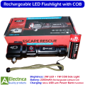 Multi-Functional Rechargeable LED Flashlight RL-2210 | 3W LED Torch with COB Side Light, Power Bank, Safety Hammer, USB Charging by Electrica. 