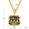 Hot Selling Hip hop Jewelry GANGSTA Medal Shield Rhinestones Badge Pendant Necklace Europe And The United States For Men. 