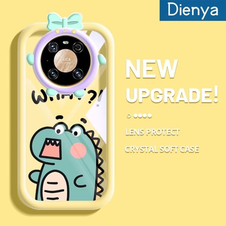 dienya Case For Huawei Mate 40 Pro Cartoon Cute Dinosaurs Pattern Fashion Camera Bow-Knot Monster Phones With Silicone Transparent Shockproof Protection Phone Cover