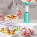Hand Pat Food Processor 1.5 Liters | Hand Push Manual Chopper Machine | Home Appliances | Small Kitchen Appliances | Meat Chopper Cutter | Handheld Vegetable Chopper | Mincer | Mixer | Blender to Chop Fruits | Onion | Garlic Chopper. 