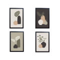 Set of 4 Trendy Design Shapes Framed Art Prints with Glass 12 x 8 Inches Wall Art Posters for Wall Decor Wall Hangings - White Frame | Ready To Hang. 
