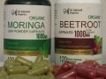 Organic Moringa Oleifera (Suhanjna) Pure Leaf Powder Capsules 1000mg and Beetroot Powder Beetroot Capsules 120’s + 120’s deal. 
