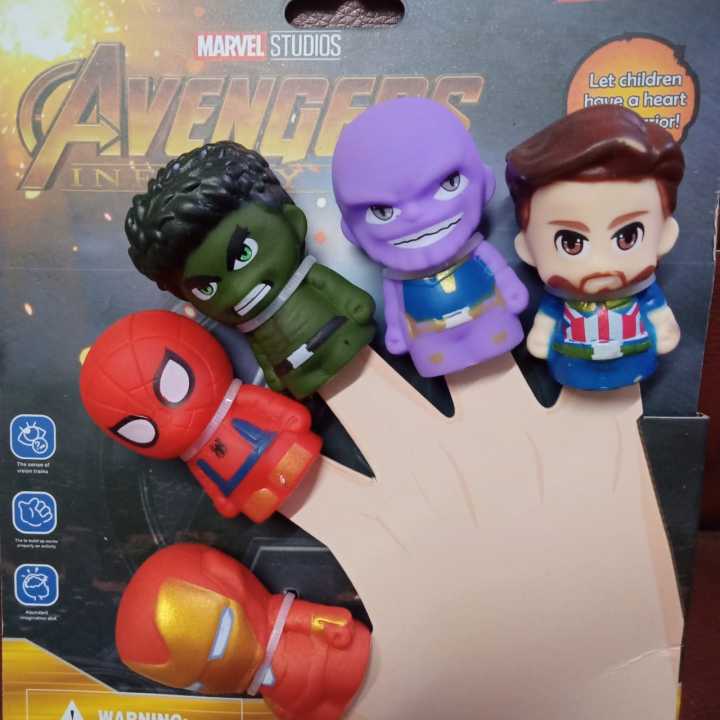 Pack of 5 Marvel Studio Avengers Fingers Puppets For Kids Hand Rubber Toys For Baby Kids
