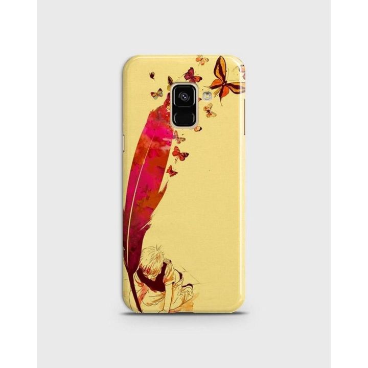 A8 Plus Case Cover 3D Hard- Samsung  Red Butterfly Print  - 1Cover2638
