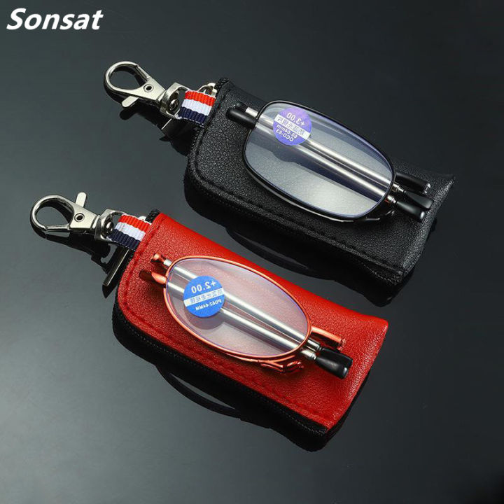 Fashion MINI Design Telescopic Reading Glasses Men Women Folding Small Glasses Frame Black Metal With Original Box Portable