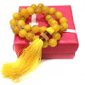 Yellow Color Aqeeq Stone Tasbeeh 33 Beads  (Size 12MM) - Fancy Men and women Choice Color Tasbih (Agates) muslim Agate zikr prayer Tasbeeh - handmade Rosary 12mm tasbi counter Stress Relaxation. 