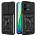 Quiberk for Vivo Y28 4G Phone Case Slide Camera Cover Magnetic Kickstand Hard Shockproof Armor Back Casing. 