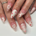 24pcs Pink Nail Patch Sweet Korean Style False Nails Full Cover Wear White Bow Decortive Press on Nails for Girls Women. 