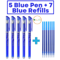 Erasable Gel Pen Refills Rod Set 0.5mm Washable/ Removable Magic Erasable Pen | Best supplies for School and office | Erase your mistake by Rubbing/ Friction. 