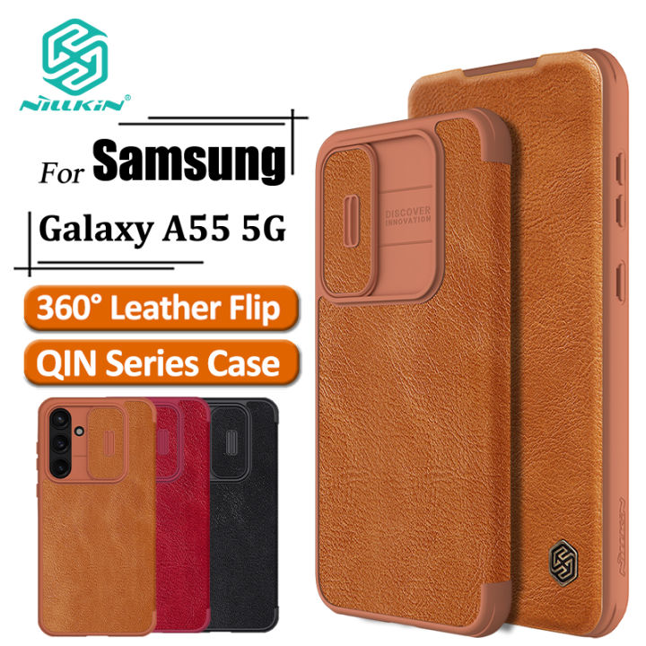 Nillkin Flip Camera Protective Leather Case for Samsung Galaxy A55 5G Phone Cases Luxury wallet Business Style with Card Slot Phone Bags Back Cover