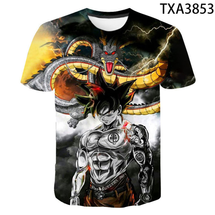 Dragon Ball Z Anime figures Son Goku Super Saiyan T Shirts Boy Kids Clothes Short Sleeve T-shirt Kids Cool Casual Top