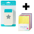 Paper Punch Shape Premium Decorative Hole Punch Shape Paper Hole Punch for Crafting Scrapbook Gift includes Glitter sheets and star sticker. 