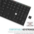 Arteck 2.4G Wireless Keyboard Stainless Steel Ultra Slim Full Size Keyboard with Numeric Keypad for Computer/Desktop/PC/Laptop/Surface/Smart TV and Windows 10/8/ 7 Built in Rechargeable Battery. 