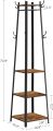 Coat Rack with 3 Shelves, Stand with Hooks for Scarves, Bags and Umbrellas, Steel Frame, Industrial Style, Rustic Brown and Black. 
