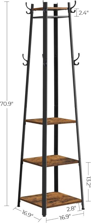 Coat%20Rack%20with%203%20Shelves,%20Stand%20with%20Hooks%20for%20Scarves,%20Bags%20and%20Umbrellas,%20Steel%20Frame,%20Industrial%20Style,%20Rustic%20Brown%20and%20Black%20-%20Image%202