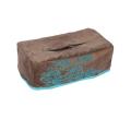Brown Suede Embroidered Tissue Box Cover. 