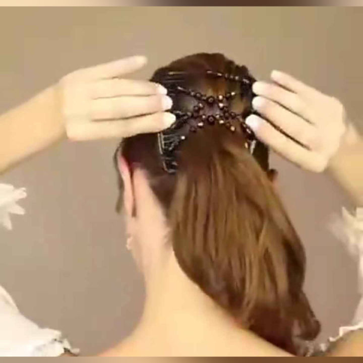 Magic Double Hair Clip Comb -- Creative African Butterfly Hair Clip,Retro Double Beaded and wooden handmade designed,can be used as any jumbo hair clips,twine around your ponytail,make you charmer and elegant. Elegant Designed -- Hair comb fashion magic b