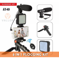 6 in 1 Video Making Vlogging Kit Tripod For Smartphone & Camera Vlog Kit - Mini LED Video Light, Extendable Phone Clip, Tripod with Adjustable Brightness, for Live Stream Vlog Video Shooting Video Conference Selfie. 