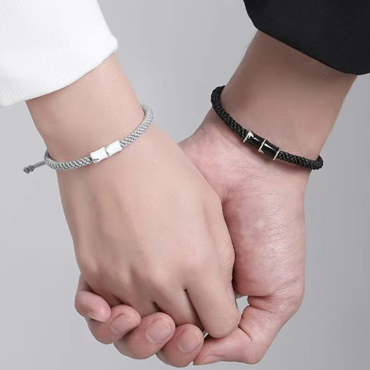 Bamboo Design Adjustable Woven Rope Bracelet for Couples Men Women