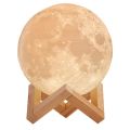 3D Moon Lamp (12 CM) - Rechargeable Night Light,16 LED Colors, with Wooden Stand, Remote & Touch Control. 