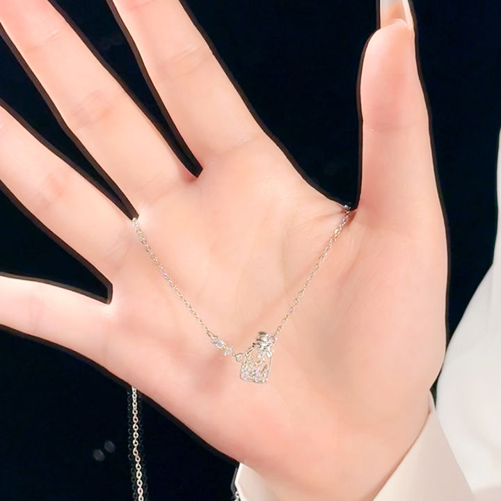 Youbo Water Bottle Diamond Necklace for Women Summer Light Luxury Sweet Pendant High-end Non-fading Clavicle Chain Jewelry