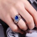 boys latest pearl blue diamond stone ring designs for men. 