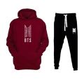 Bts Army Logo Fleece Hoodie Kangaroo Pocket Pullovers With Trouser Fashion Hoodies Winter Wear Quality Hoody For Men. 
