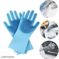 Magic Dishwashing Cleaning Sponge Gloves Reusable Silicone Brush Scrubber Gloves Heat Resistant for Dishwashing Kitchen Bathroom Cleaning Pet Hair Care Car Washing. 
