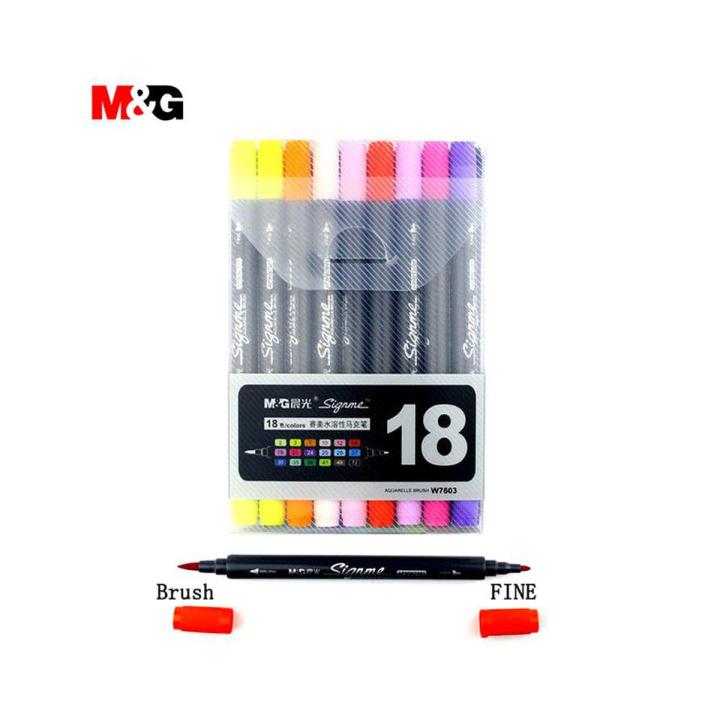 Signme Dual Tip Watercolor Brush Marker 18 Colors Set