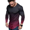 Men T-shirt Gradient Print Crew Neck Quick Dry Shirt. 