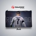 Traverse Ronaldo Pencil Pouch for Boys & Girls. Digitally printed on Fabric with both sides printed. 