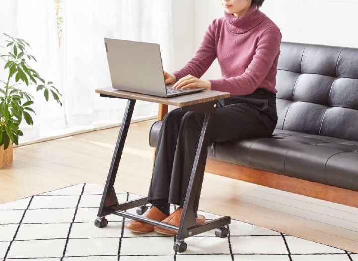 Z Shape Folding Table Laptop Table Side Table Coffee table With Wheels Multi Purpose Use
