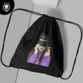 Pretty Girl 2 Logo Black Drawstring Bag For (Boys & girls). 