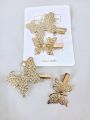 2 Pins Card Gold Butterfly Hair Clips for Girls | Rhinestone Metal Hairpins | Shiny Butterfly Design Hair Accessories for Women | Stylish Hair Clip for Party & Daily Use. 