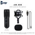 ALOGY AM-888 With Echo And Volume Adjust Condenser Microphone with Shock Mount Ball Foam & USB Interface Cable for Studio Recording & Broadcasting Live steaming Gaming - Black AM888 / AM 888. 