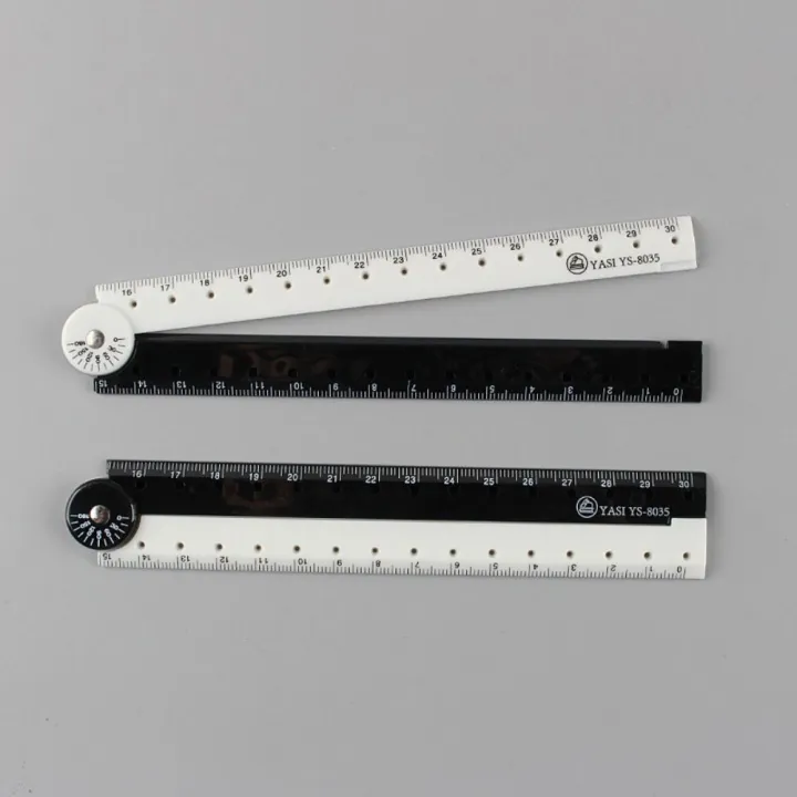 Simple Black And White Folding Ruler Plastic Measuring Straight Ruler ...