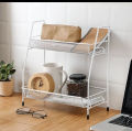 r,Premium 2-Tier Metal Spice Racks kitchen organizer - Multipurpose storage rack kitchen Organizer, Wall-Mounted Design, Portable Jar Stand, Bathroom Storage Shelf, Shampoo Holder, Makeup Stands - Black/White. 