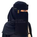 NiQAB Hijab For Girls Women Bidoon Essma Saudi 15x15 with Label and Steel logo clip | Single Niqab Hijab Super Breathable | Saudi forehead Niqab| Princess Crown Naqab Hijab Hijab | Ready to wear Hijab Niqab | High Quality Niqab Korean Fabric Saudi Niqab. 