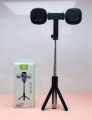 Selfie Stick Bluetooth Tripod Can Rotate and Detach Double Ring Lights with stand Mobile Holder 360 Rotation. 