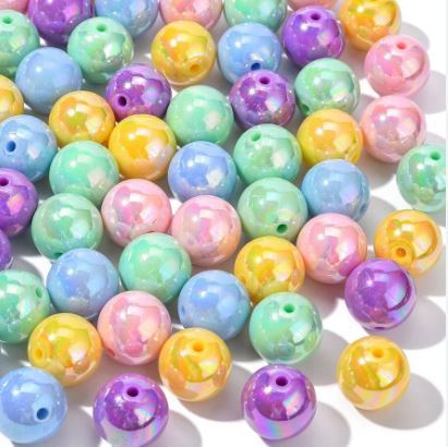 20mm Random AB Color Round Acrylic Beads Bubblegum Chunky Beads Opaque Plastic Gumball Loose Beads for Jewelry Making Bulk