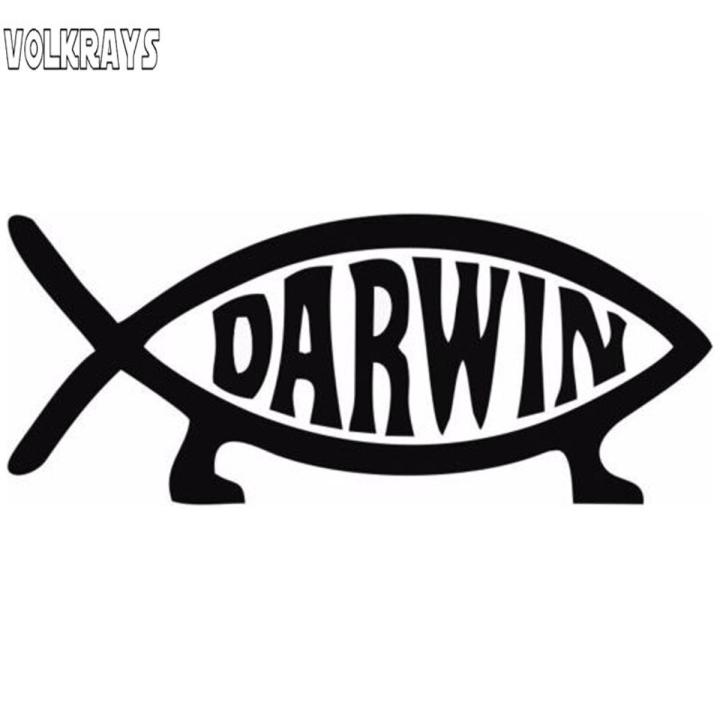 【Universal Car Parts Store】Volkrays Darwin Fish Accessories Waterproof Accessories Sunscreen Cartoon Vinyl Decal,4cm*12cm