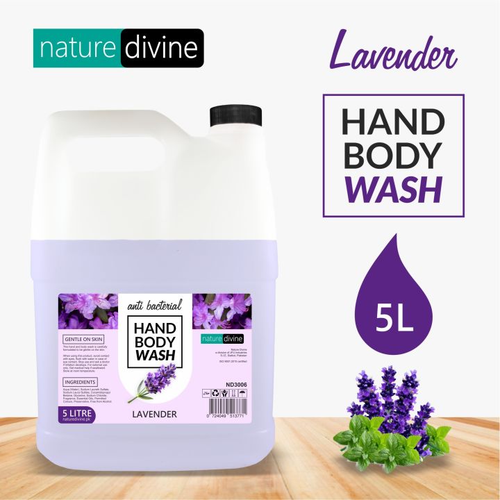 5 Litre Nature Divine Antibacterial Lavender Hand Wash, Hand Soap, Body Wash Liquid