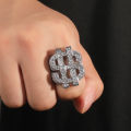 Wholesale Custom Design hip hop iced out brass us dollar ring mens Fine Jewelry cz diamond Rings for men. 
