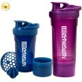 Fast Forward Shaker Bottle - 24 Ounce Protein Shaker Plastic Bottle for Pre & Post workout with Twist and Lock Protein Box Storage Pack of 2. 