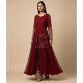 Embroidered Chiffon Maxi Dress with Trouser for Women – Full Flair 2-Piece Set. 