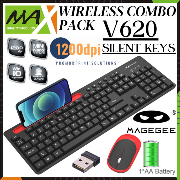 MageGee V620 Wireless Keyboard and Mouse Combo, 2.4GHz Slim Ergonomic Quiet Wireless Keyboard and Mouse with USB Receiver, Full Size with Number Pad for Windows/Computer/PC/Laptop/Desktop Black.Available at an affordable price on MaxShop.